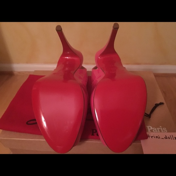 Christian Louboutin NWT Fuchsia Pink Platform Peep Toe Heels💕Price Firm - Picture 7 of 13